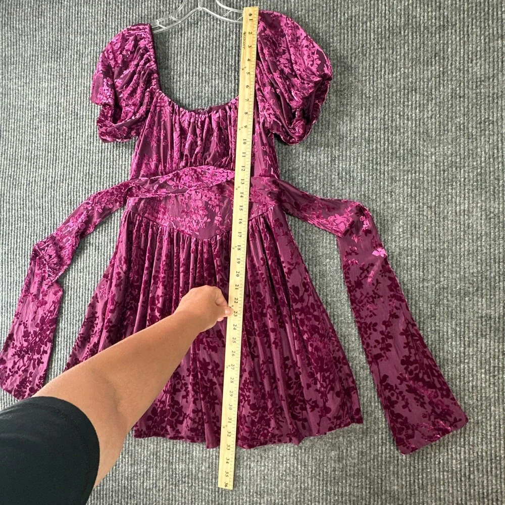 Francesca's Purple Velvet Burnout Mini Dress Size Small